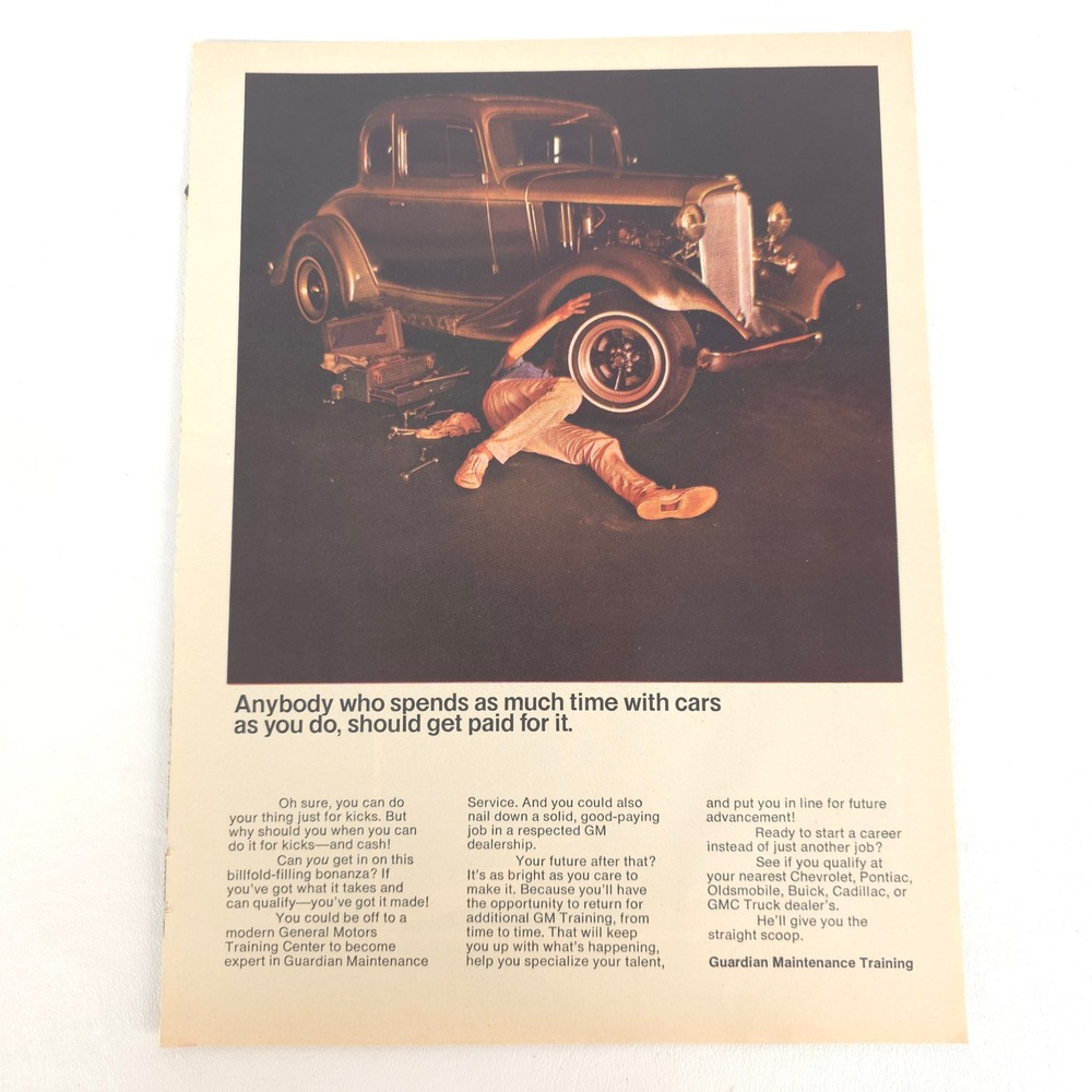 Vintage 1933 Chevrolet Master Six Coupe Print Ad Garage Wall Advertising Decor
